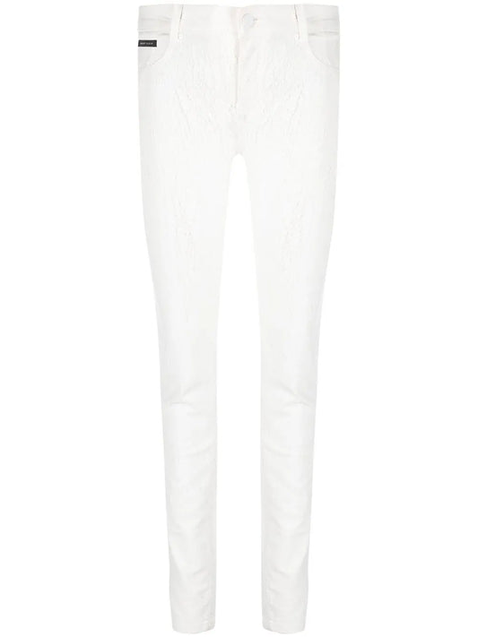 Crackle-Textured Denim Leggings