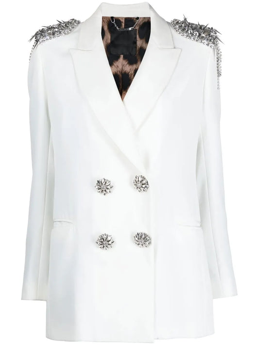 Crystal-Embellished Double-Breasted Blazer