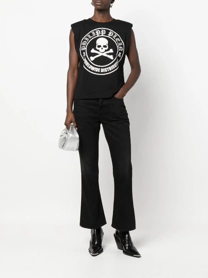 Embellished-Logo Sleeveless T-Shirt