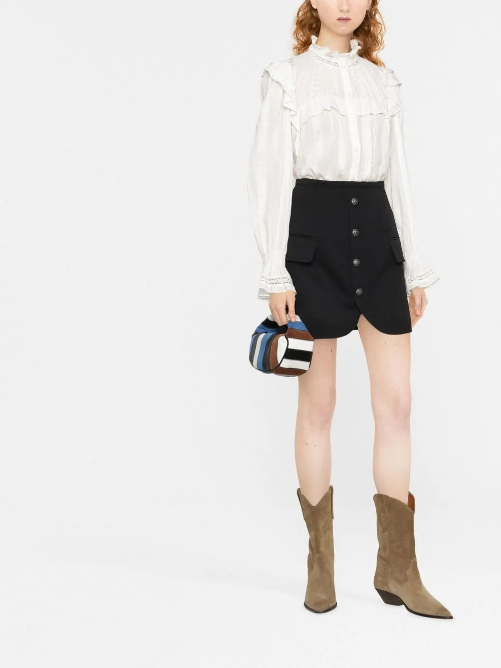 Pegaso-Button Fitted Mini Skirt