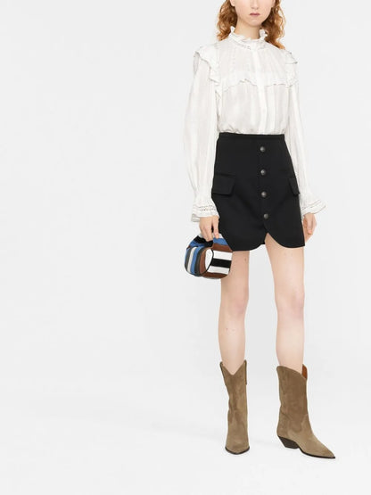 Pegaso-Button Fitted Mini Skirt
