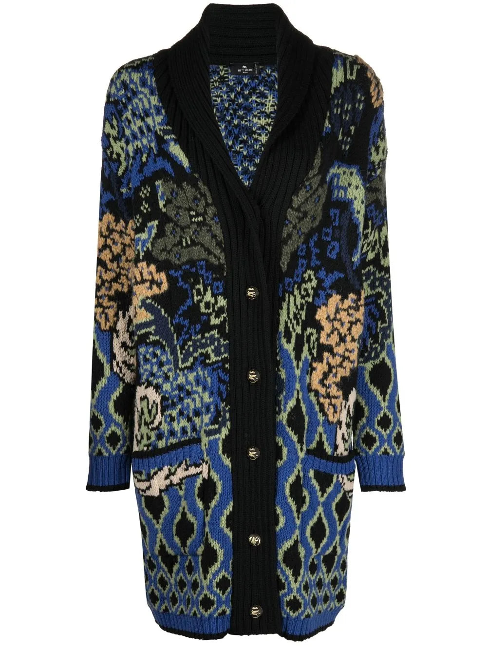 Pattern-Embroidered Cardigan