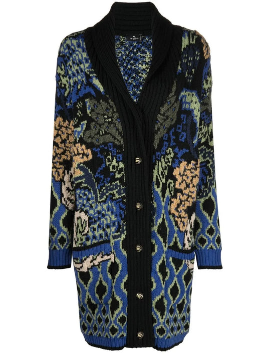 Pattern-Embroidered Cardigan