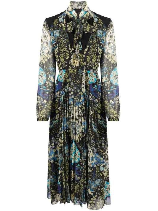 Floral-Print Pleated Midi Dress