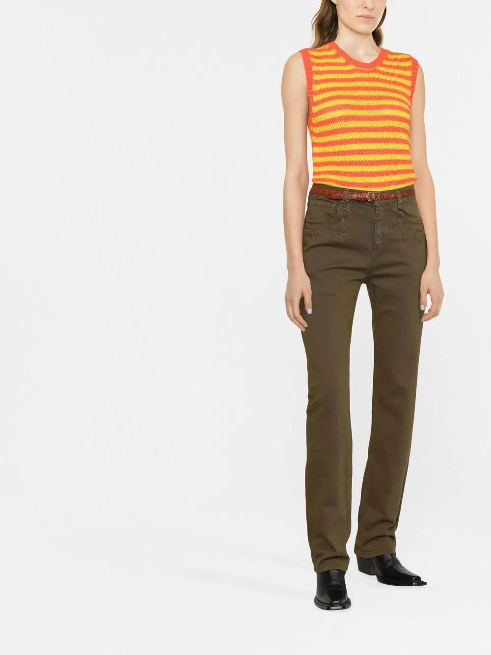 Embroidered Straight-Leg Jeans