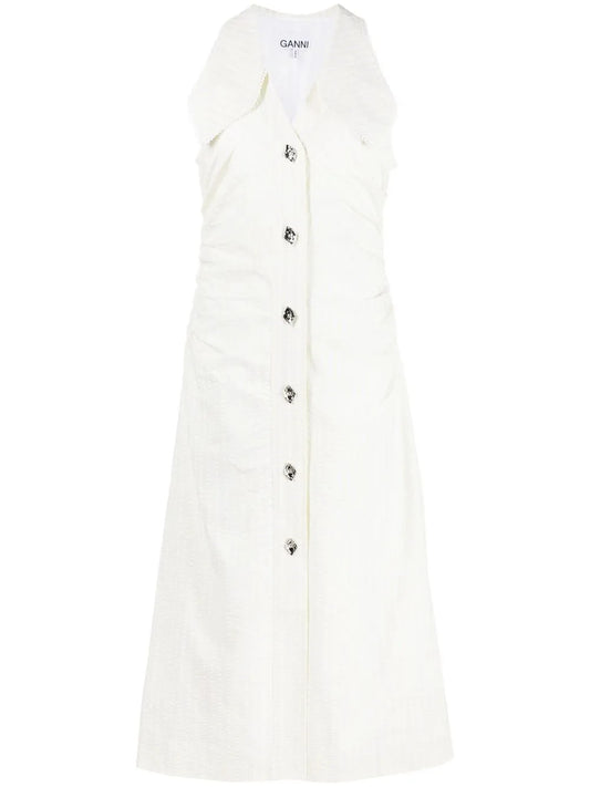 V-Neck Sleeveless Midi Dress