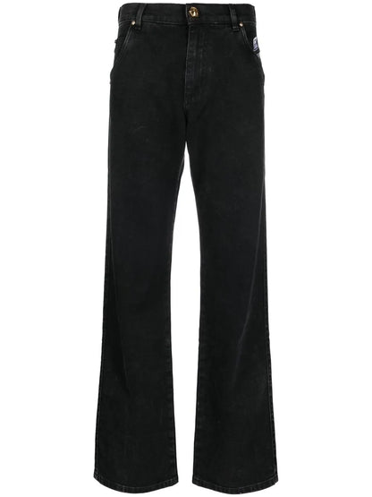 Logo-Embroidered Straight-Leg Jeans