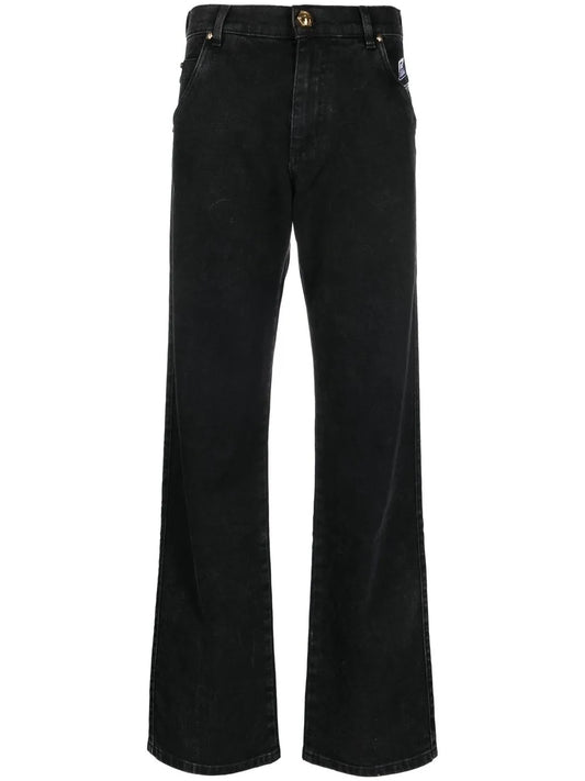 Logo-Embroidered Straight-Leg Jeans