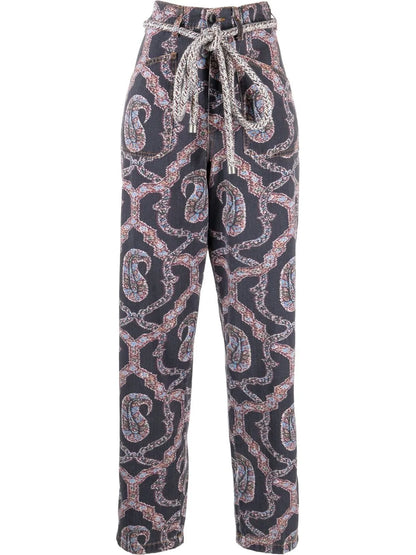 Abstract-Pattern Tapered-Leg Trousers