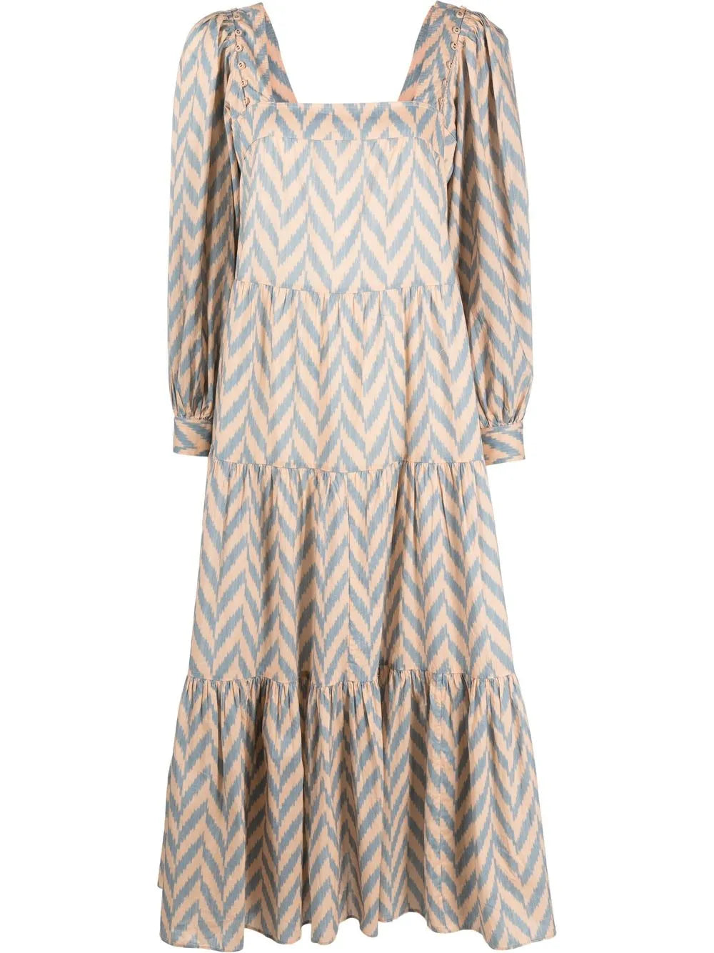 Georgina Chevron-Print Tiered Dress