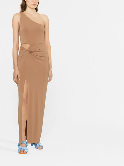 One-Shoulder Slit-Detail Dress