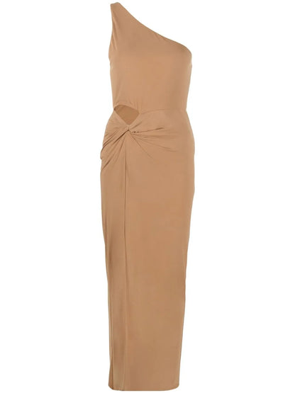 One-Shoulder Slit-Detail Dress