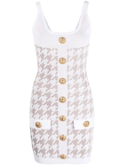 Houndstooth Sleeveless Minidress