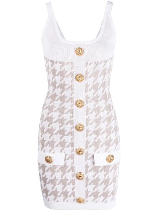 Houndstooth Sleeveless Minidress
