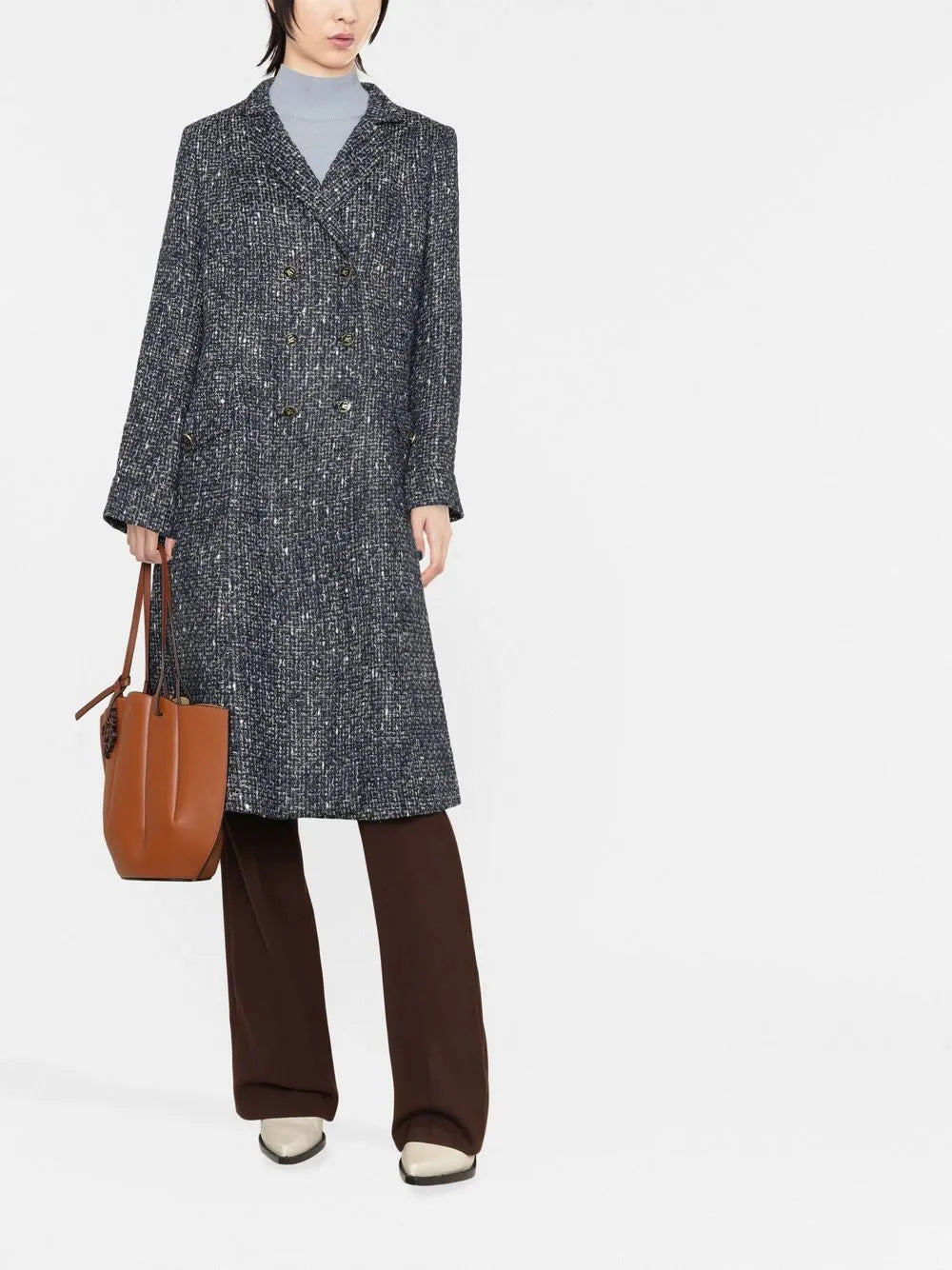 Pegaso-Button Tweed Coat