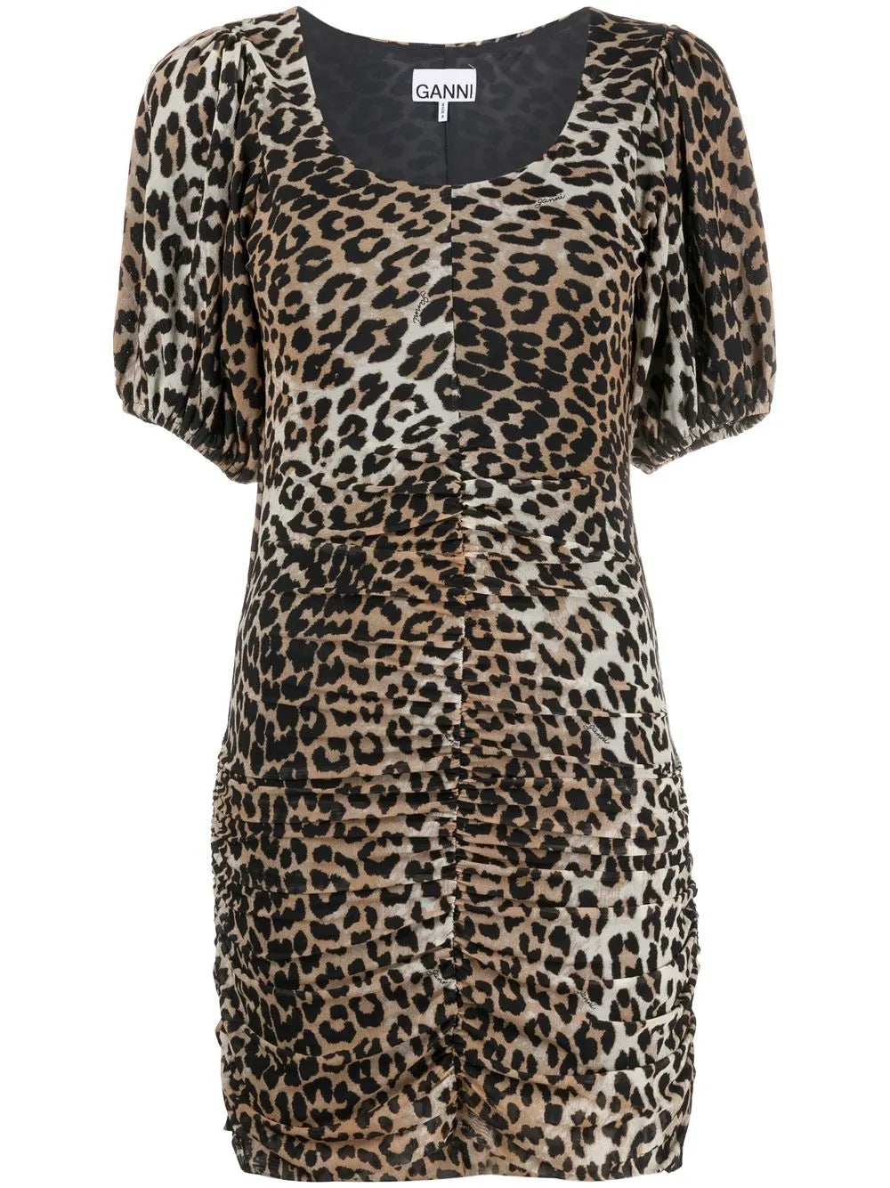 Leopard-Print Ruched Mini Dress