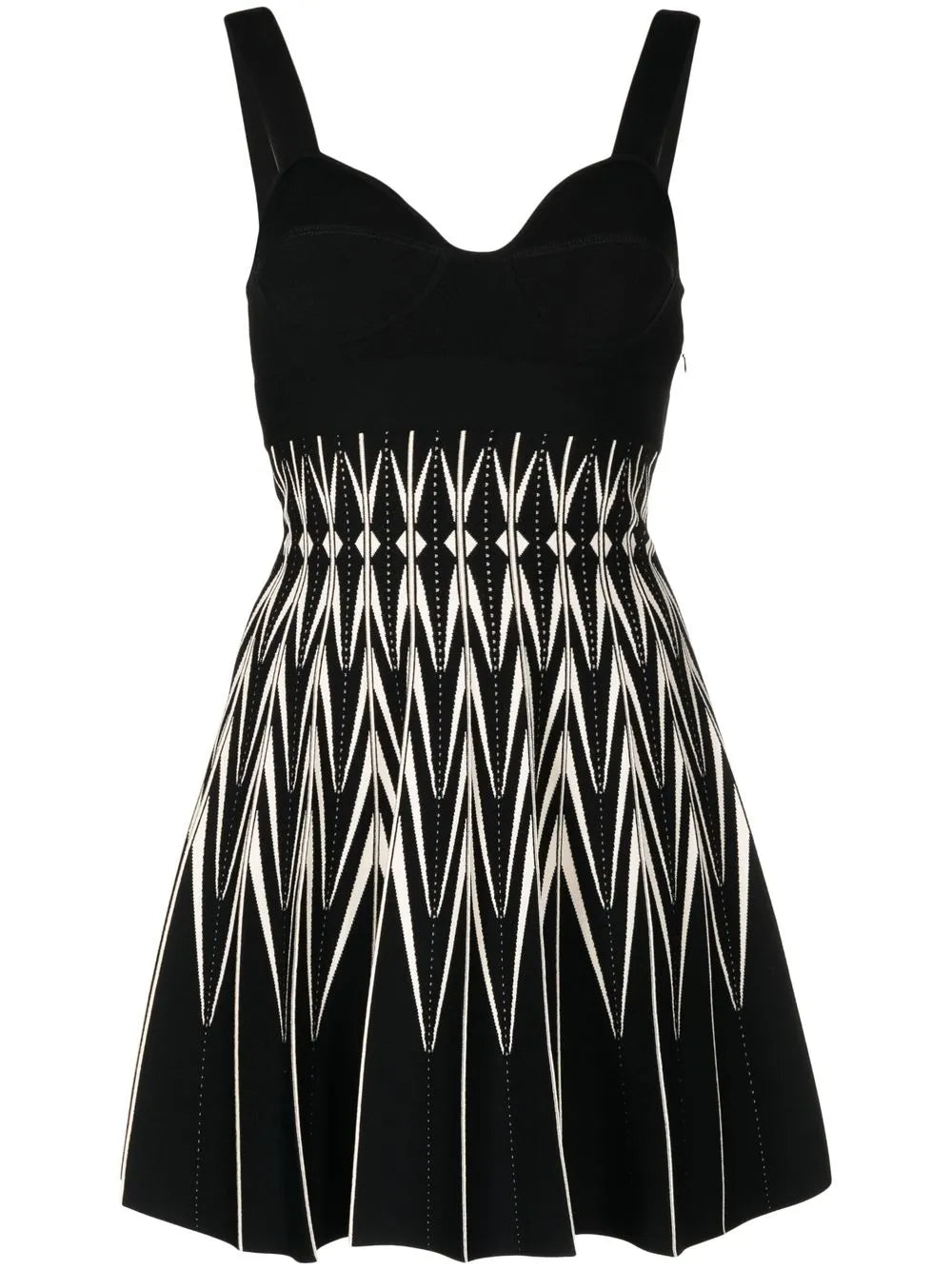 Two-Tone Zig-Zag Print Dress