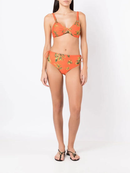 Floral-Print Tie-Fastened Bikini