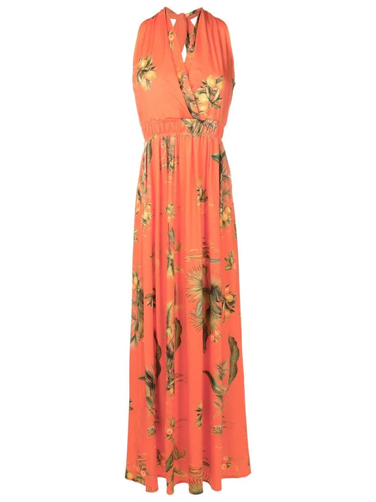 Floral-Print Halterneck Dress