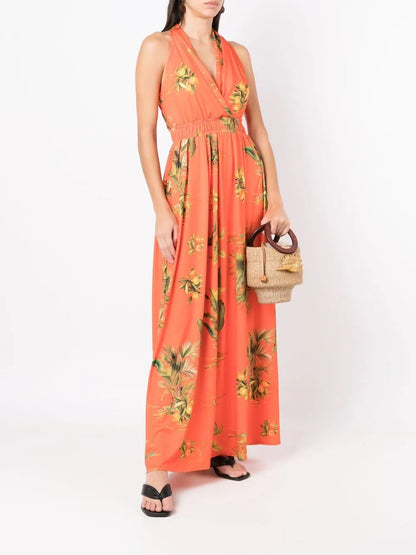 Floral-Print Halterneck Dress