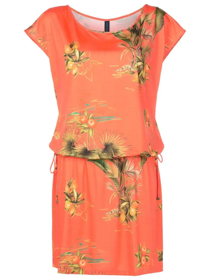 Floral-Print Cap-Sleeves Dress