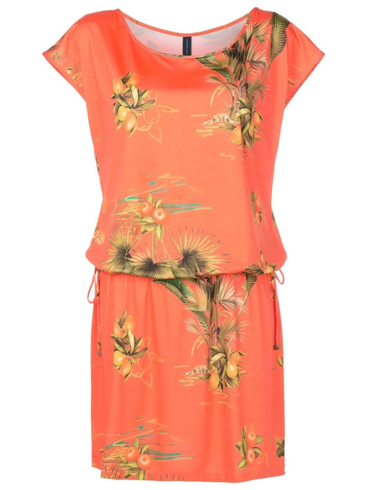 Floral-Print Cap-Sleeves Dress