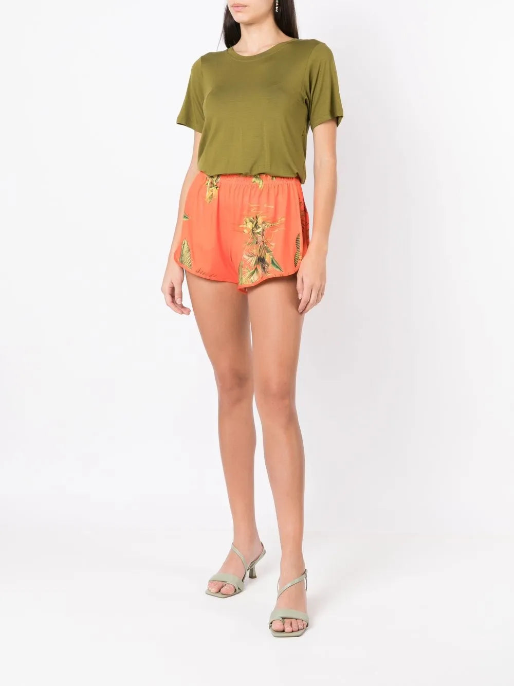 Floral-Print High-Waist Shorts