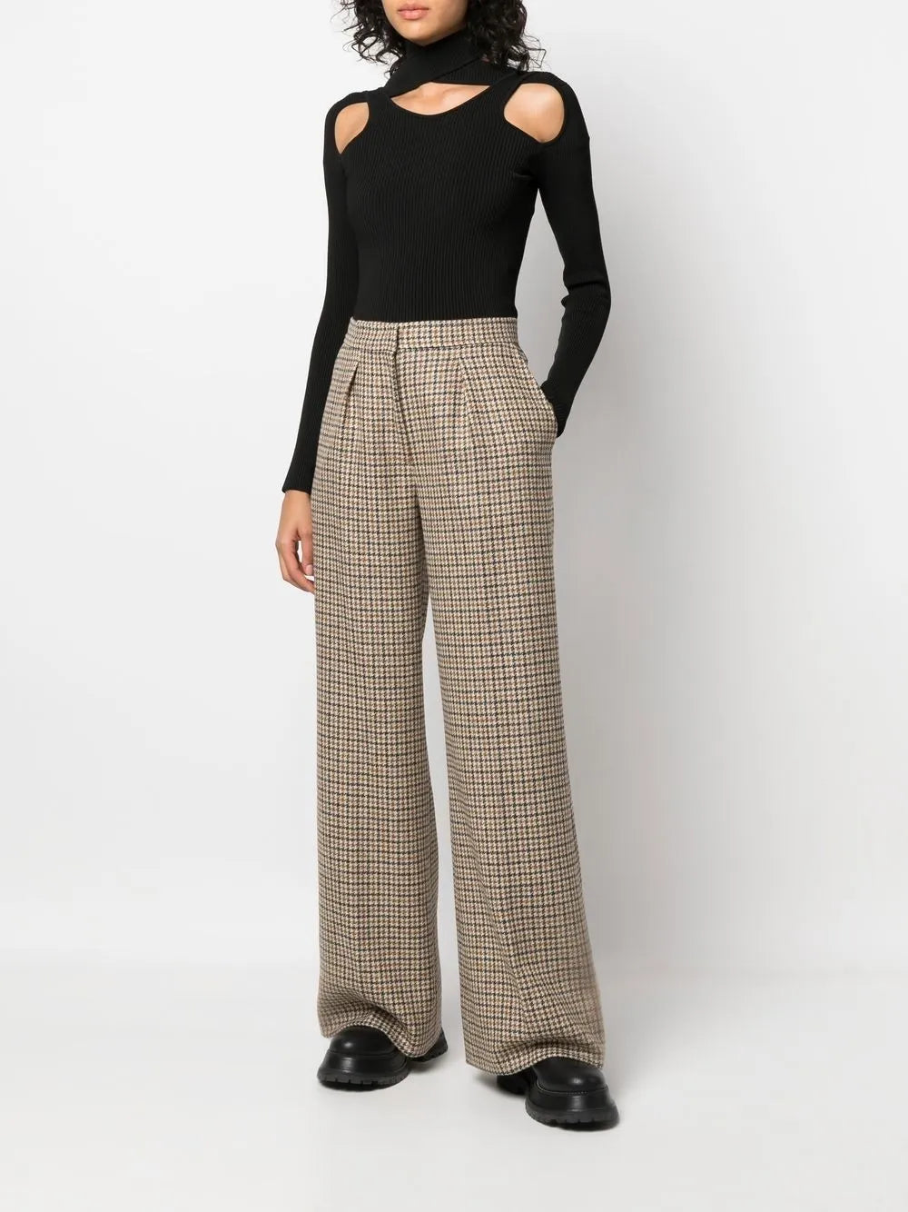 Checked Wide-Leg Trousers