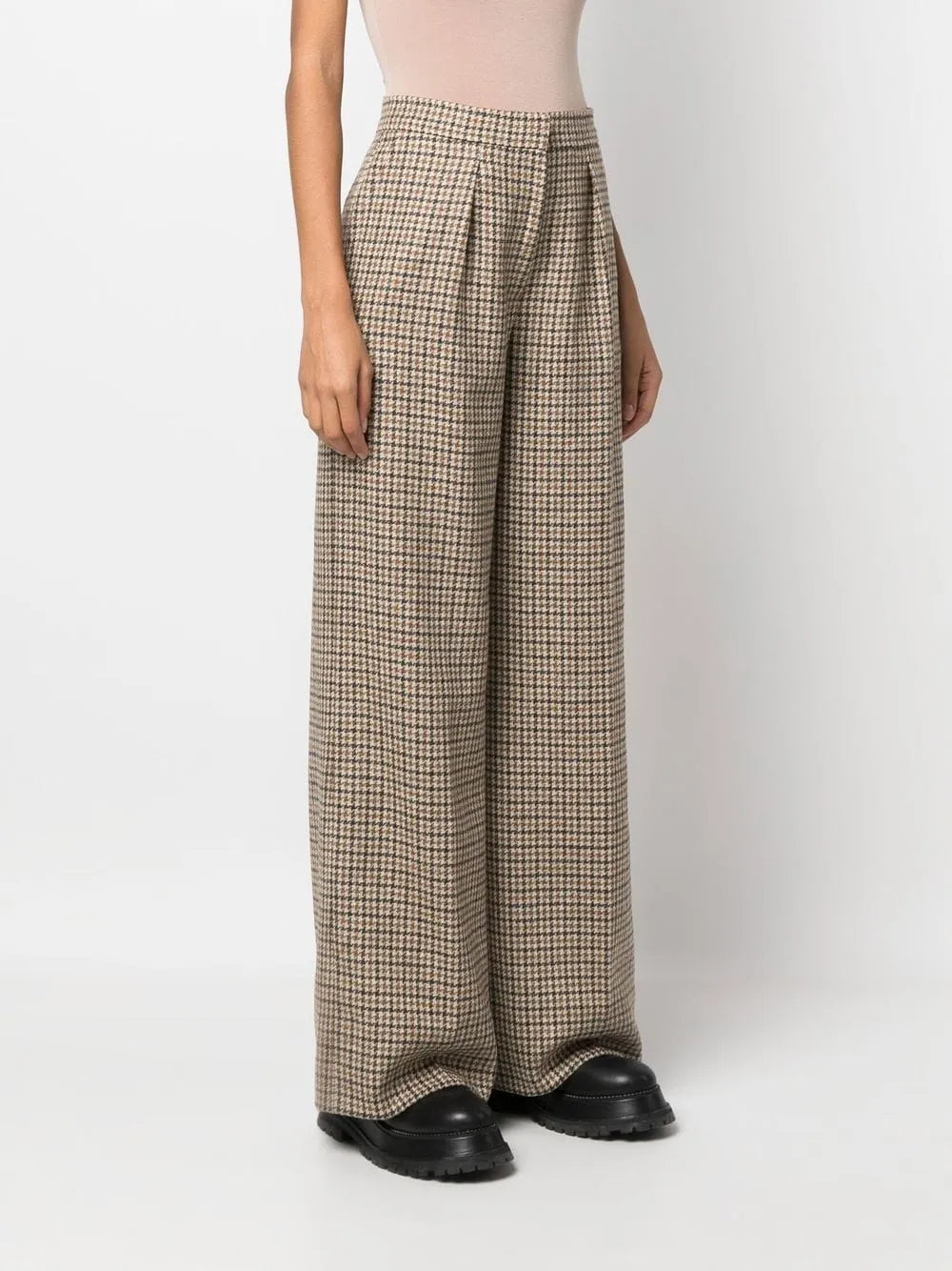 Checked Wide-Leg Trousers