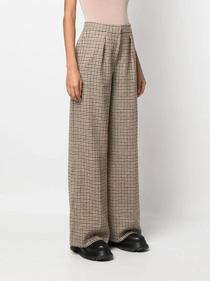 Checked Wide-Leg Trousers