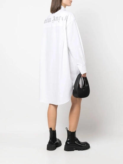 Rhinestone Logo Shirt Dress