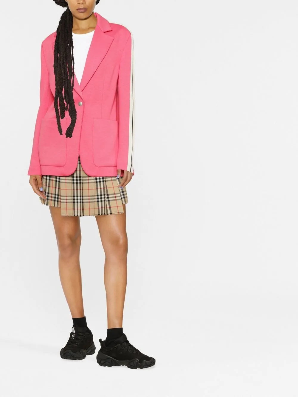 Single Breasted Stripe-Trim Blazer