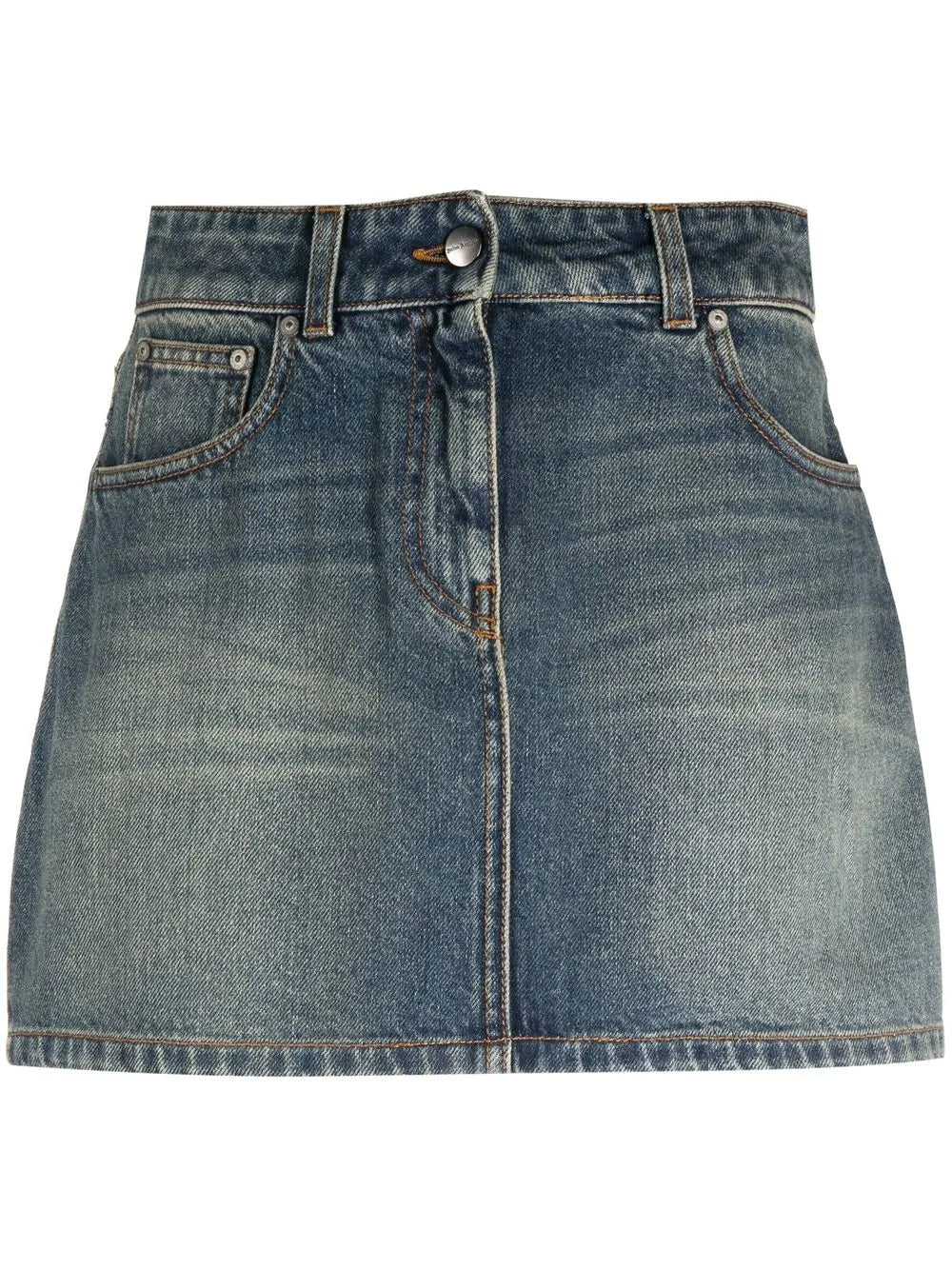 Star-Motif Denim Mini Skirt