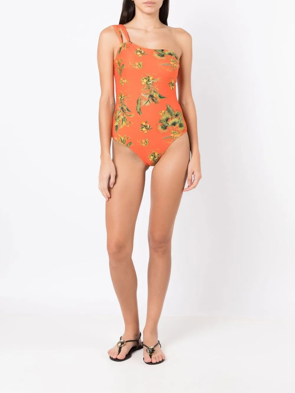 Floral-Print One-Shoulder Swimsuit