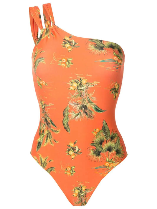 Floral-Print One-Shoulder Swimsuit