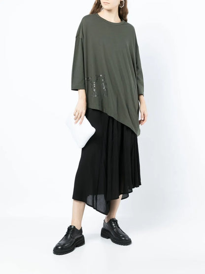 Graphic-Print Asymmetric T-Shirt