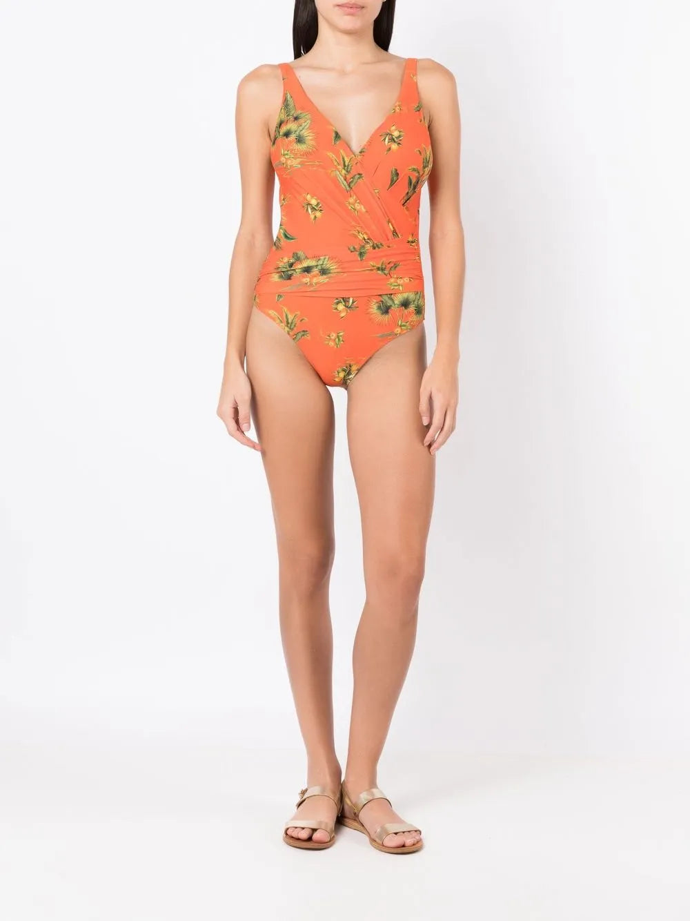 Floral-Print V-Neck Swimsuit