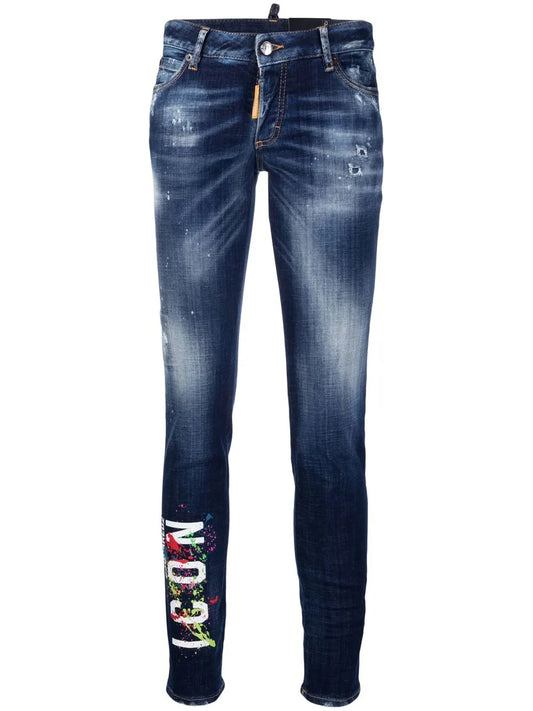 Icon Paint-Splatter Skinny Jeans