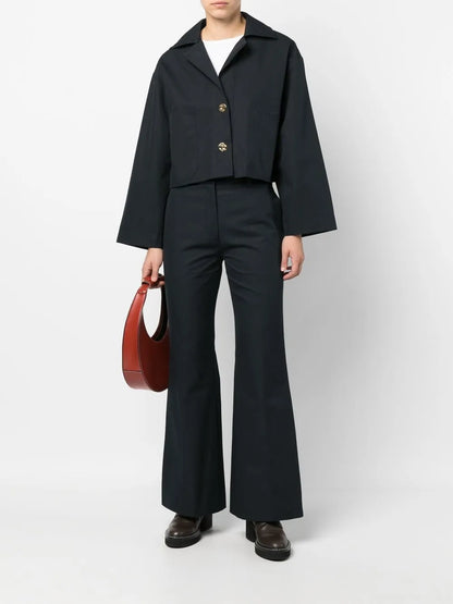 High-Waisted Flared Trousers