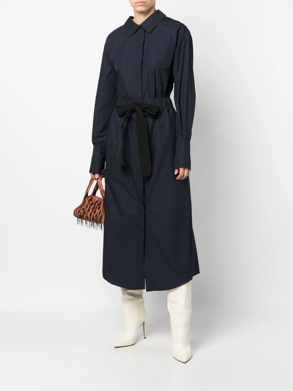 Belted Long-Sleeve Shirt Dress