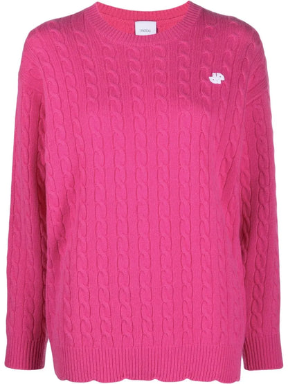 Logo-Motif Cable-Knit Jumper