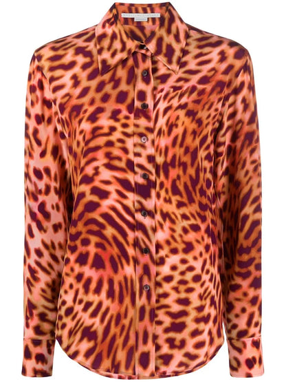 Leopard-Print Silk Shirt