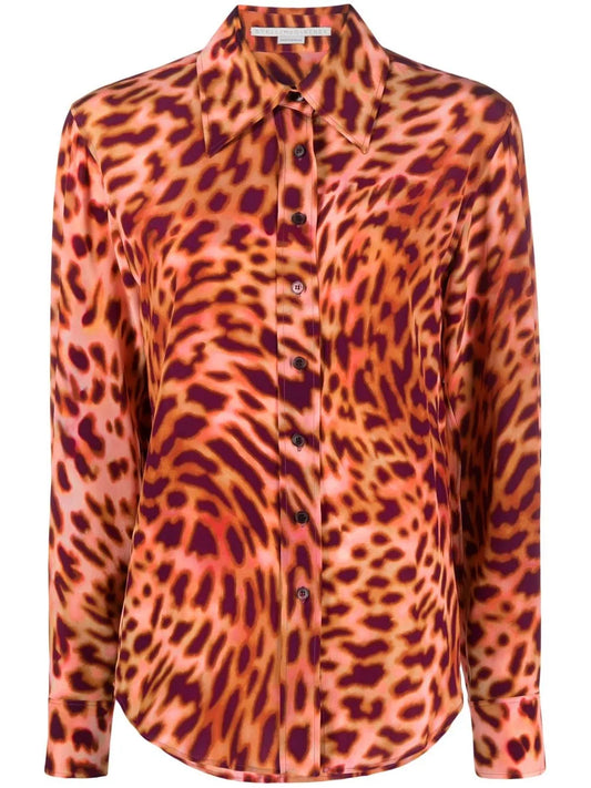 Leopard-Print Silk Shirt