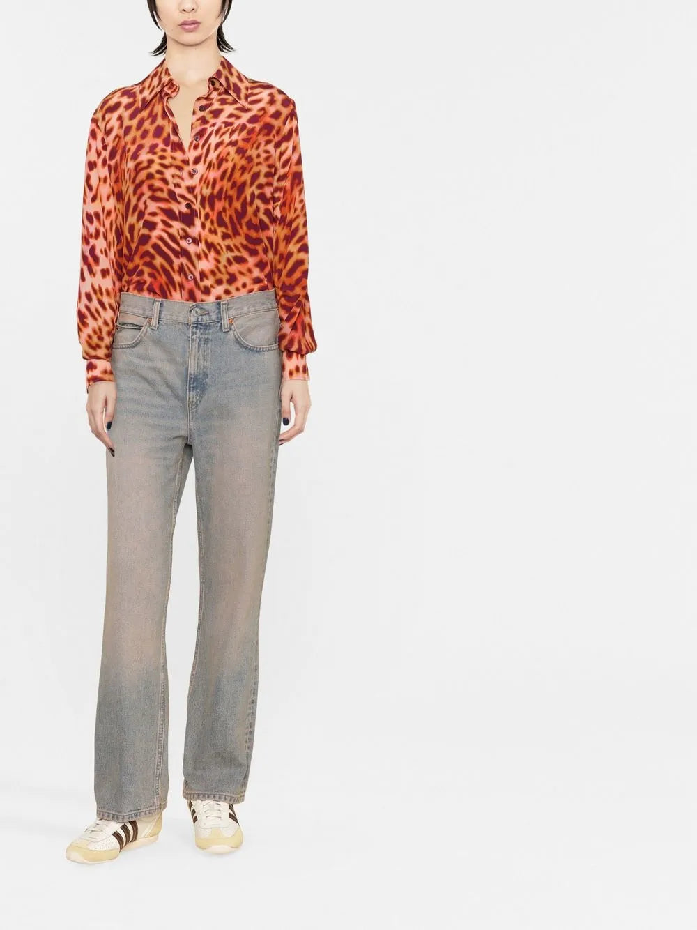 Leopard-Print Silk Shirt