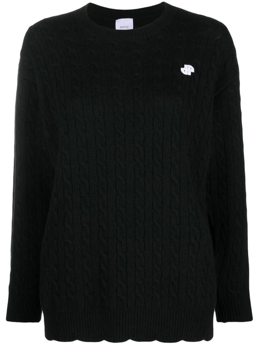 Logo-Motif Cable-Knit Jumper