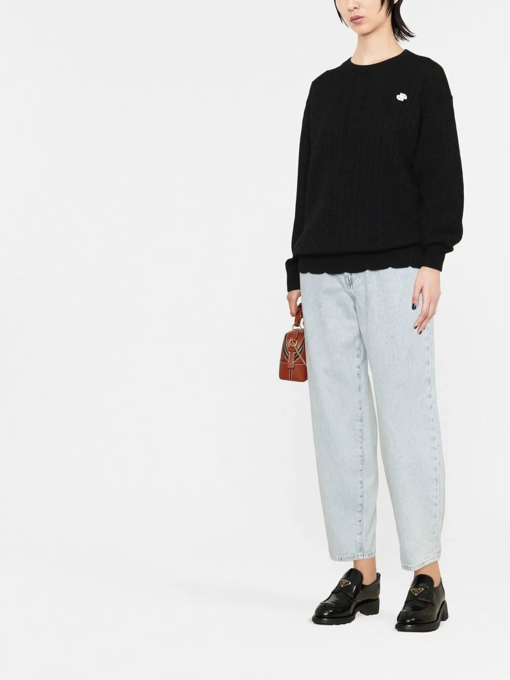 Logo-Motif Cable-Knit Jumper