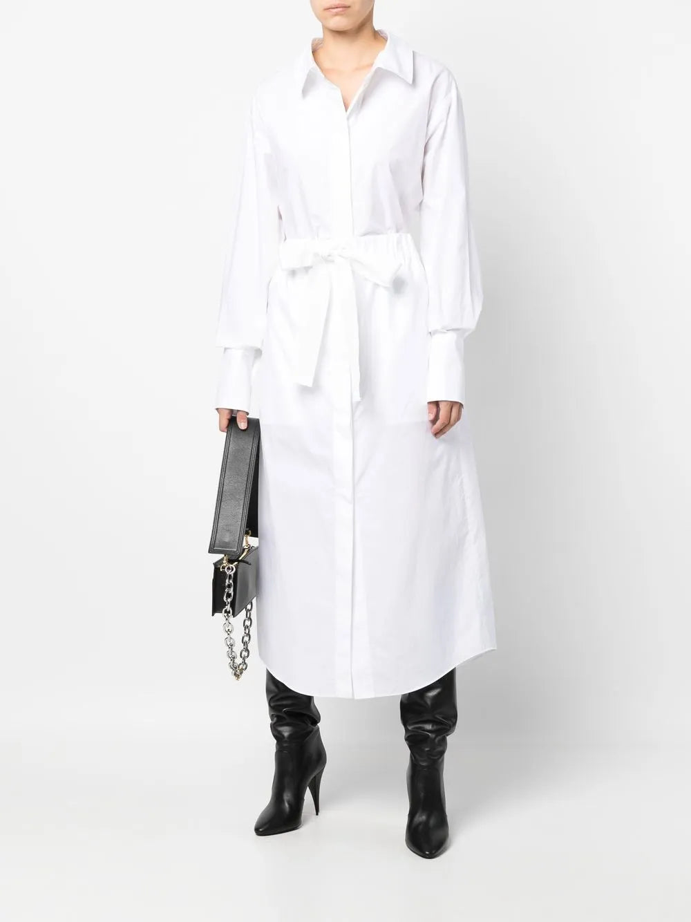 Belted Long Shirt Dress