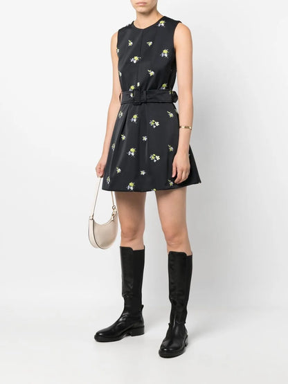 Embroidered Sleeveless Mini Dress