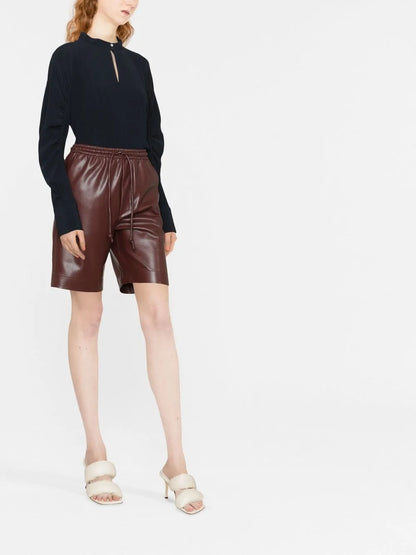 Keyhole-Neck Longsleeved Silk Blouse
