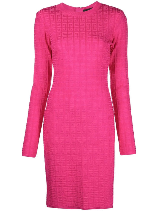 4G Jacquard Long-Sleeved Dress